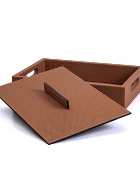 现革代简约高端皮饰盒桌39681面装收纳居盒摆件收纳盘衣帽间家样