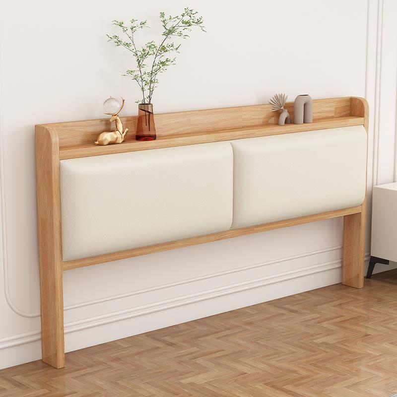 8VFYP实木床头板简约现家用双床头代单买落地软背板人储物橡靠胶