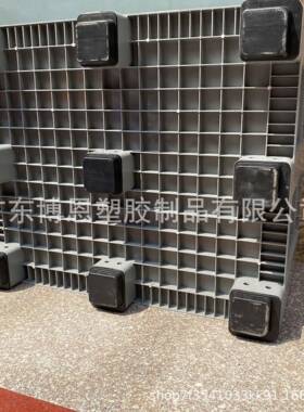 九脚NEM/车川字卡板周转箱大1200*1000*760号加重叉胶箱灰色箱带