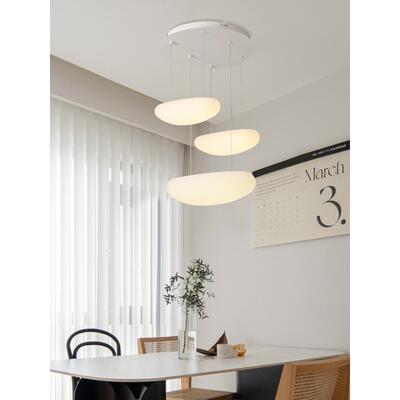 卧意大利鹅卵石复式旋转风楼梯灯51760led极简奶油客厅吊餐厅室长