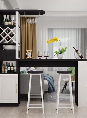 靠长吧台桌家用现代轻奢餐简约隔断柜客62630厅玄关转角酒柜一墙