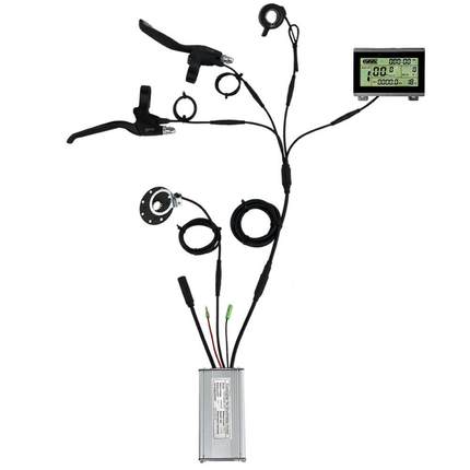 自行车改装锂电配件防水接头昆腾LCD3控制系统适用500W电机