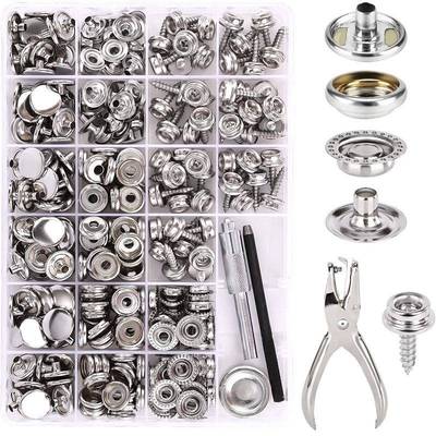 354pcs螺丝大白扣盒装搭配安装工具不锈钢船帆布按扣车篷扣