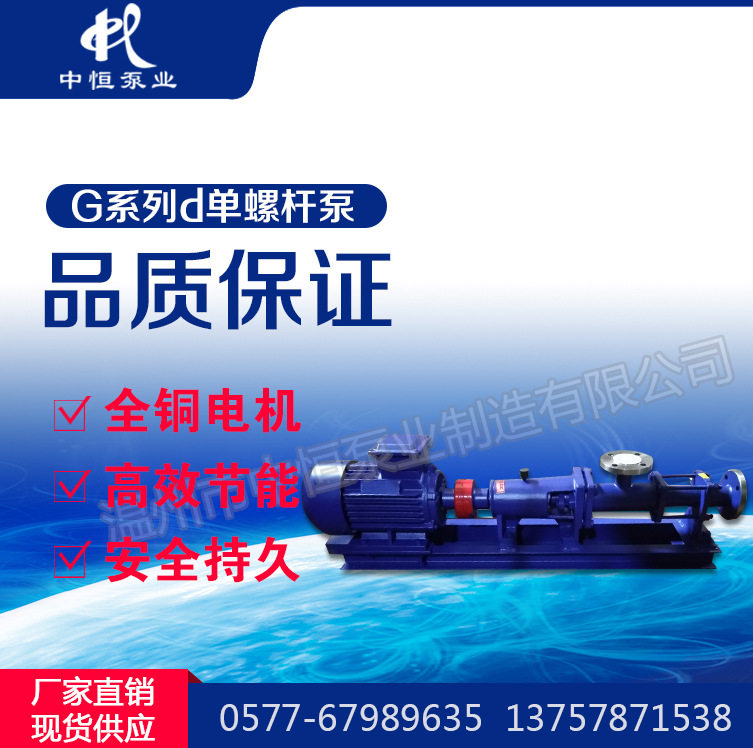 中恒泵业直销G型单螺杆泵G20-2污泥水泵转子泵浓浆泵不锈钢