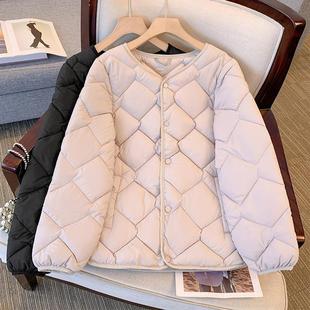 冬季宽松羽绒棉衣女士新款休闲大码定格百搭保暖外穿圆领棉袄外套