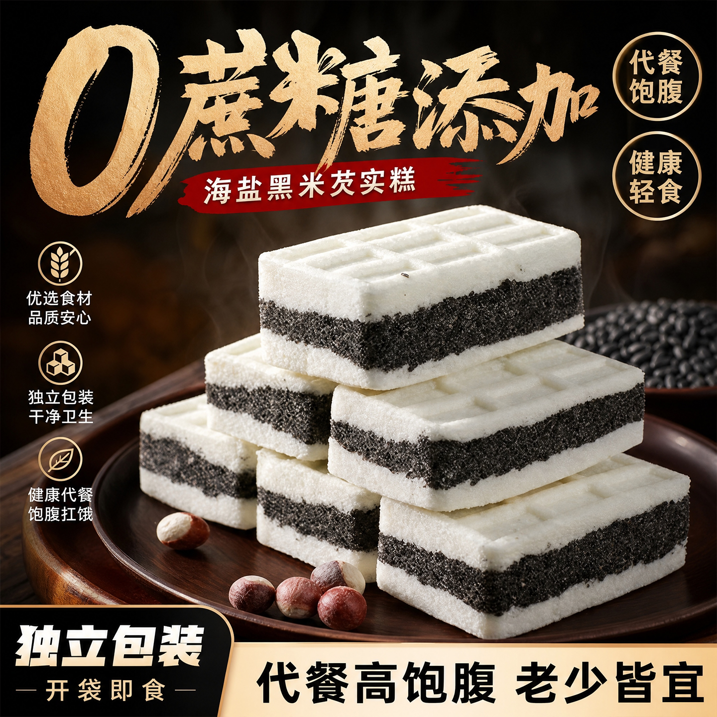 黑米芡实糕无糖添加正品官方旗舰店传统糕点独立小包装老字号海盐图片
