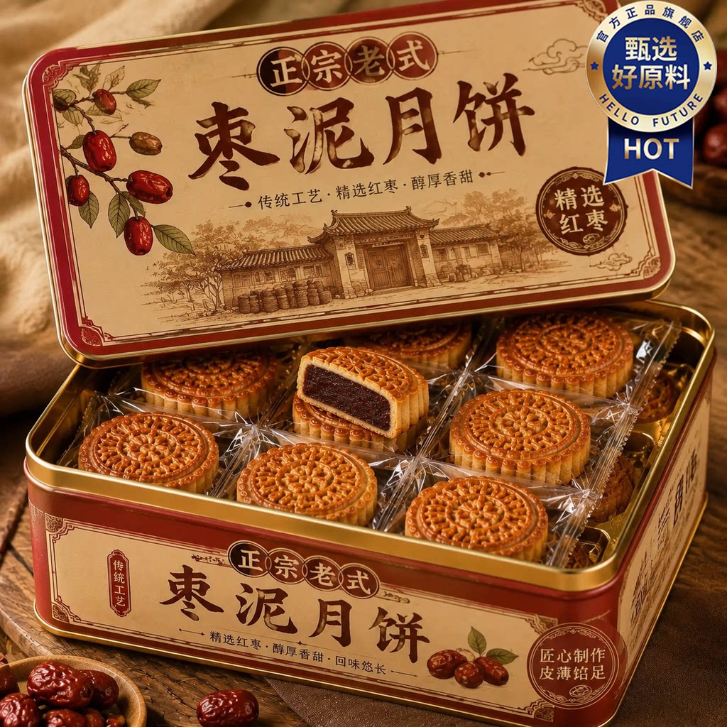 枣泥月饼老式正宗官方旗舰店传统老字号东北广式手工传统中秋节