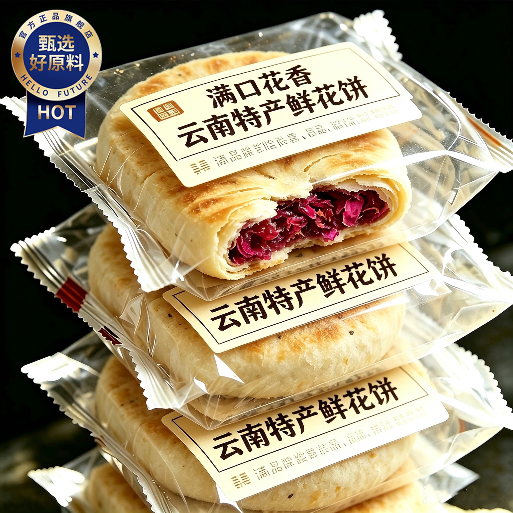 农科院鲜花饼云南特产官方旗舰店玫瑰现烤正宗传统老字号丽江抹茶