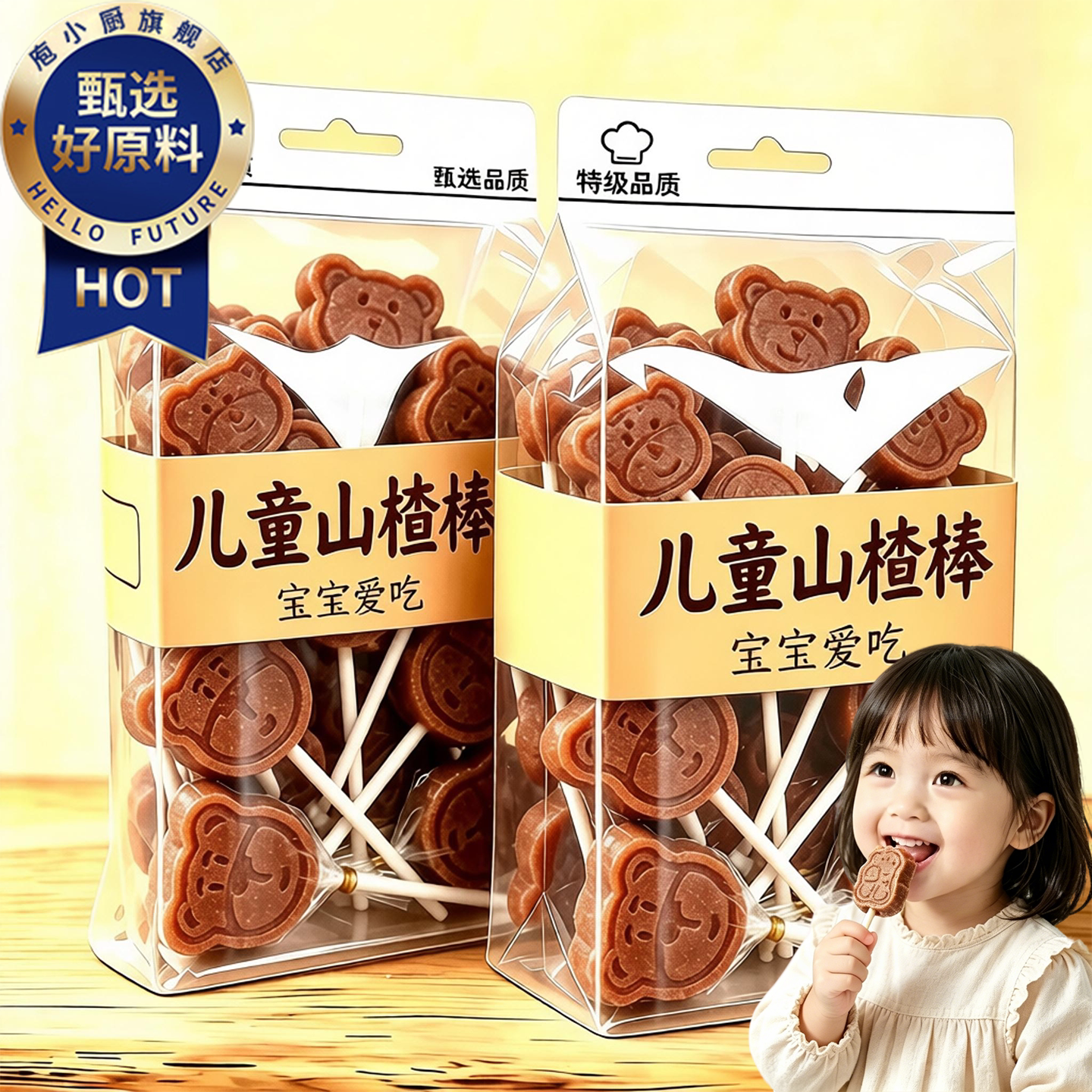 宝宝山楂棒棒糖婴儿儿童婴幼儿无糖无添加蓝莓益生元原味零食有机