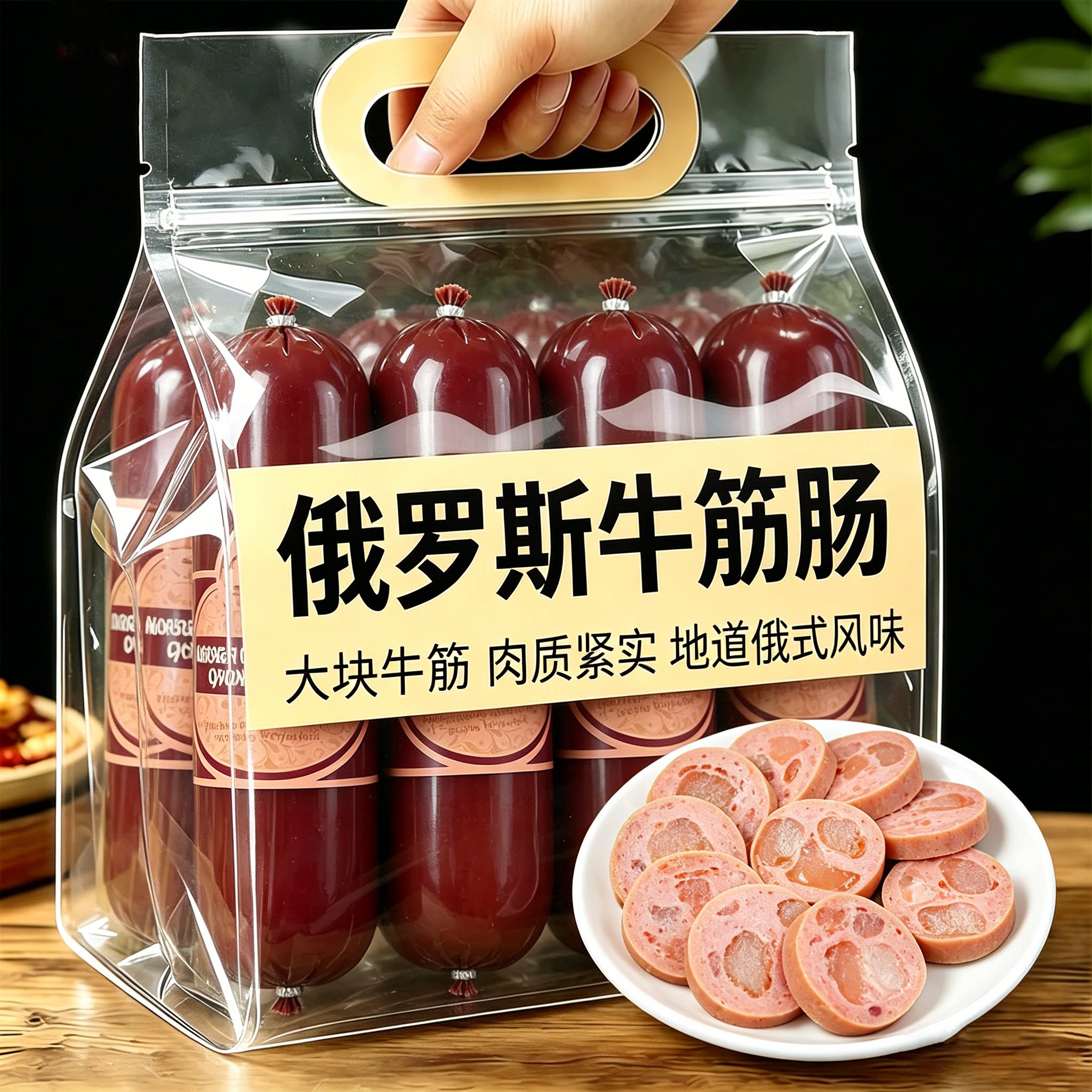 农科院俄罗斯风味牛筋肠原装进口食品官方旗舰店正宗俄式牛肉香肠