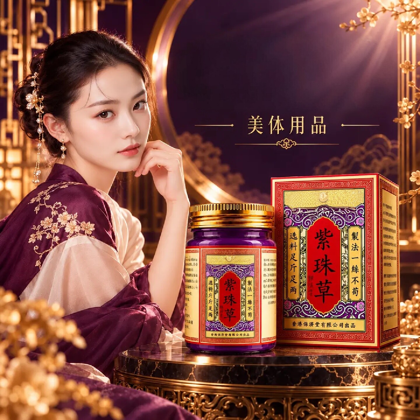紫珠草美体膏 草本萃取温和亲肤全身肌肤护理外用乳霜香港保济堂