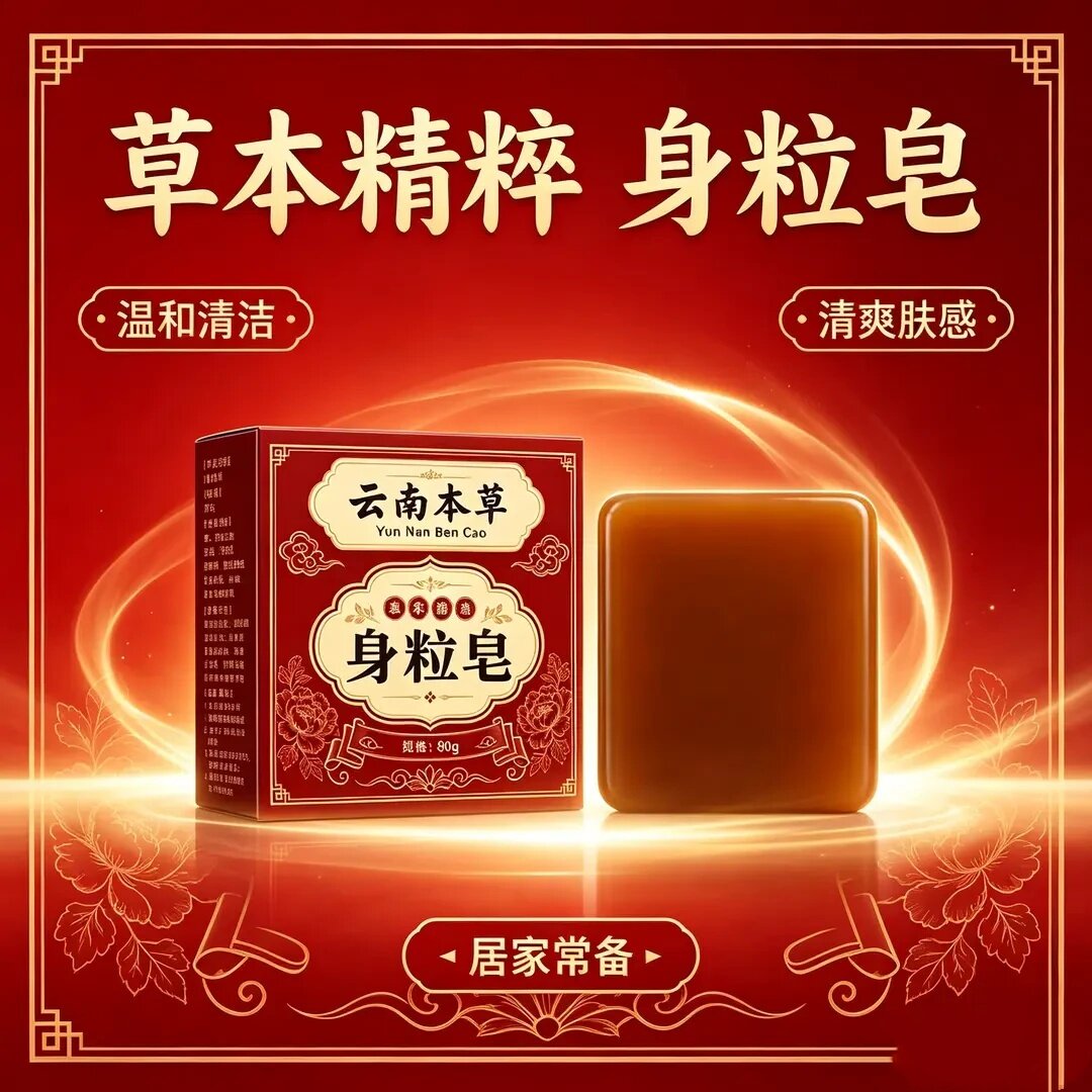 云南本草身粒皂草本精粹沐浴皂温和清洁改善肌肤清爽润肤手工香皂