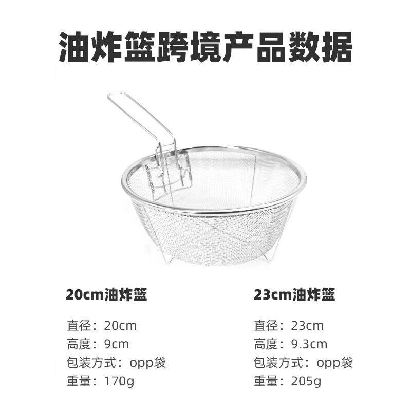 沥水网过滤网不锈钢沥水篮家用圆形油炸锅油炸篮可折叠边薯条篮