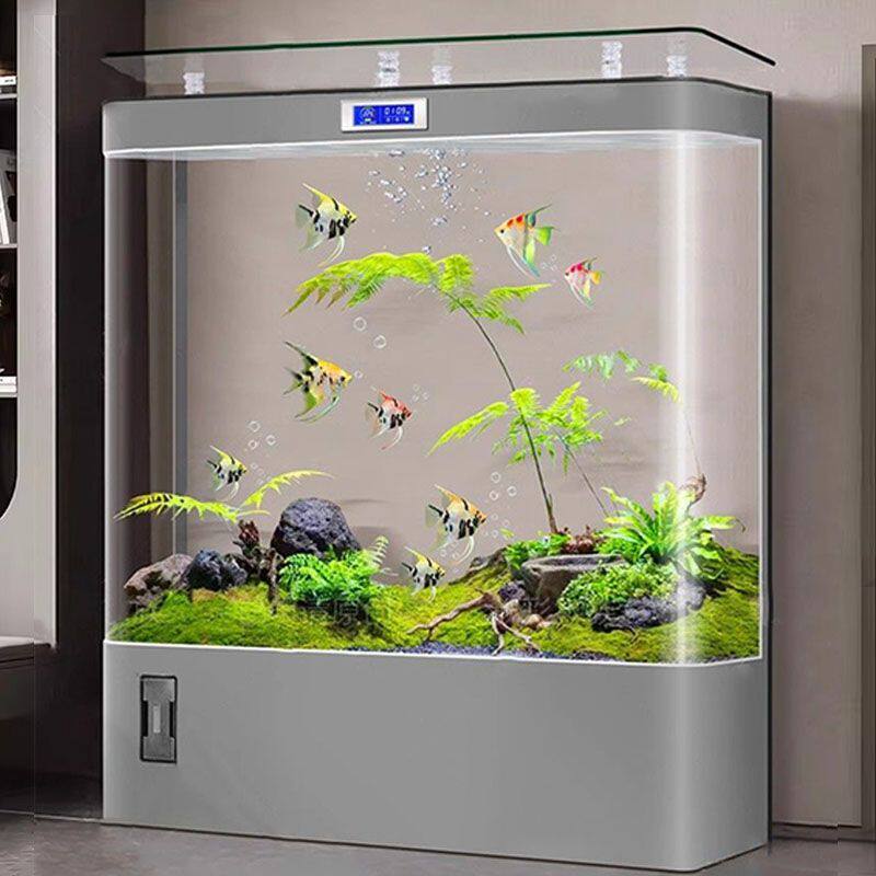 新款鱼缸家用客厅新款靠墙大型生态水族箱免换落地金鱼缸
