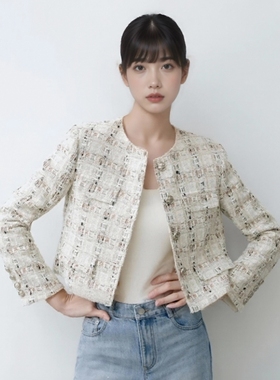 arioseo品艾诺丝官方旗舰店2026春季新款粗花呢短款外套BR101181