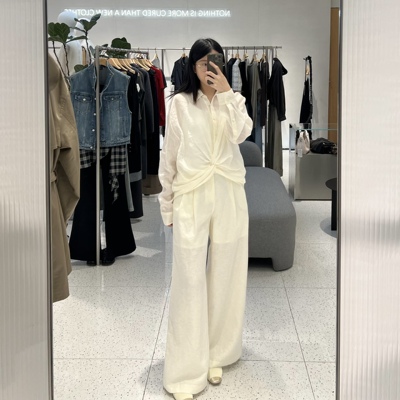 春新款亚麻长袖衬衫女