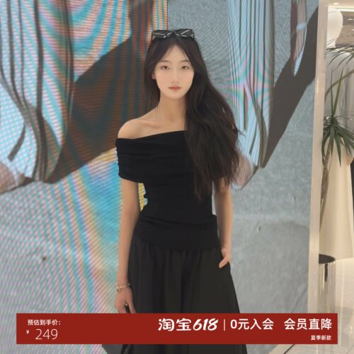 春夏新款褶皱针织上衣女