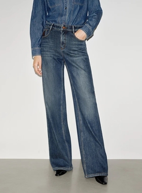 arioseo品艾诺丝官方旗舰店2025冬新高腰直筒加绒牛仔裤AR324024