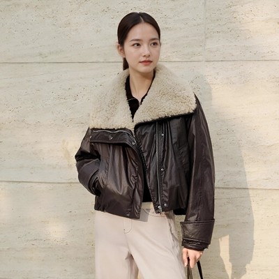 冬季新款羊毛领羽绒服外套