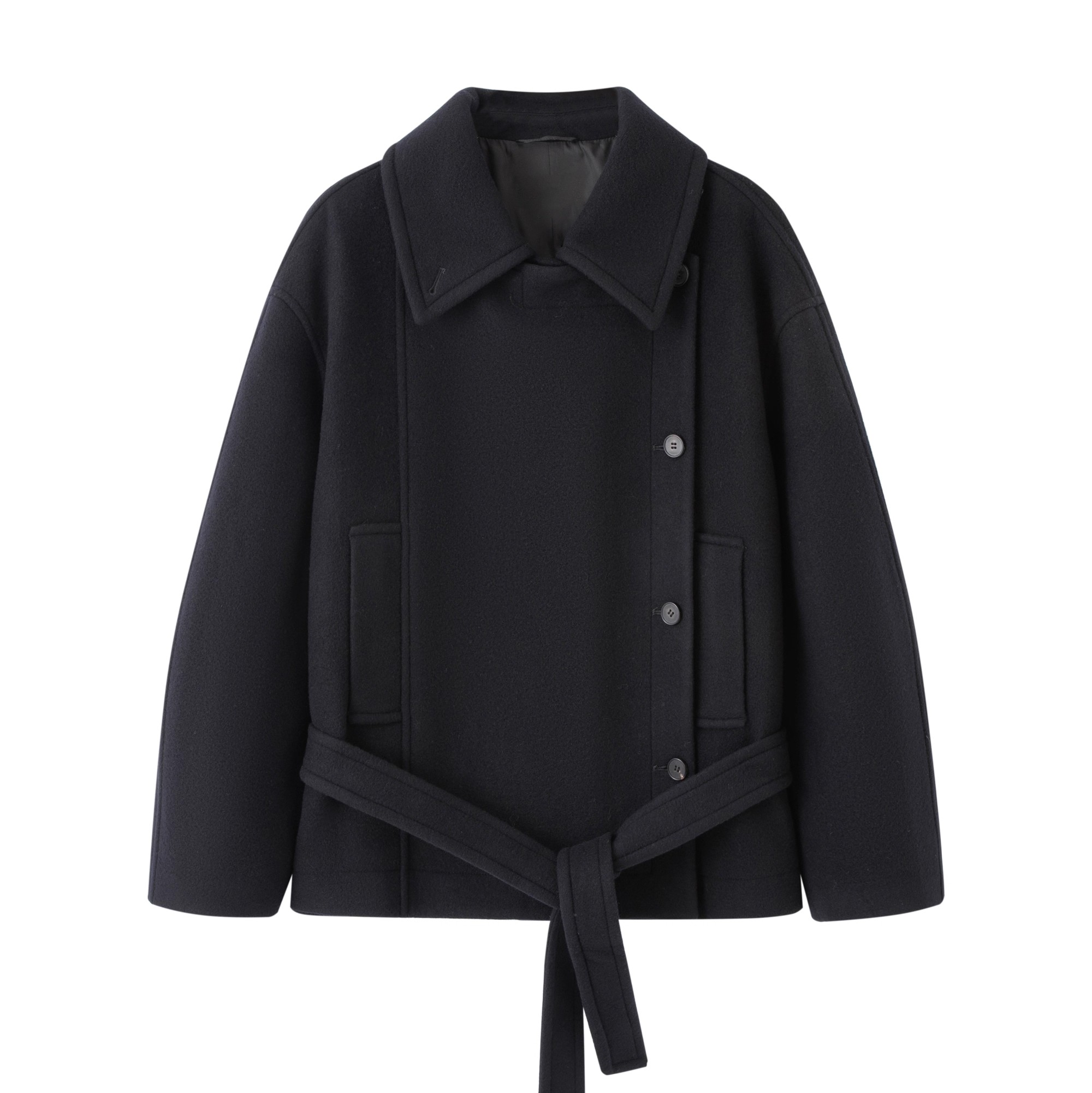 休闲腰带毛呢外套大衣女