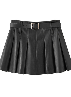 arioseo品艾诺丝官方旗舰店2025冬季新腰带黑色半身皮裙AR354118