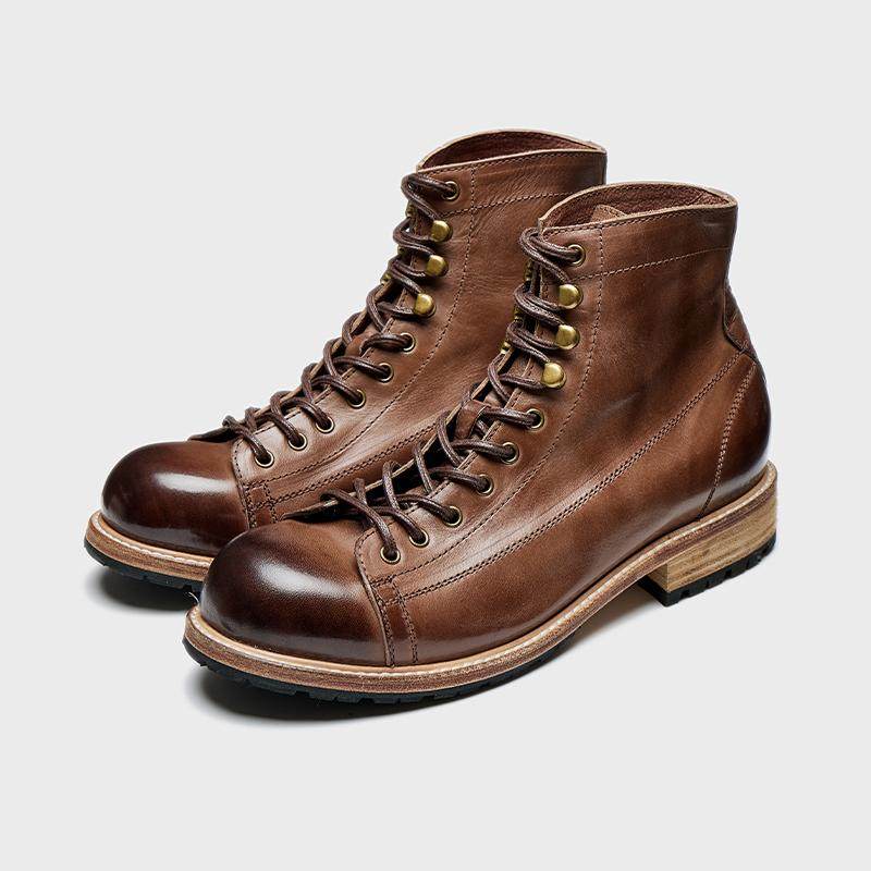 马皮固特异复古工装靴男士高帮机车靴子秋冬马丁靴短脸百搭短靴