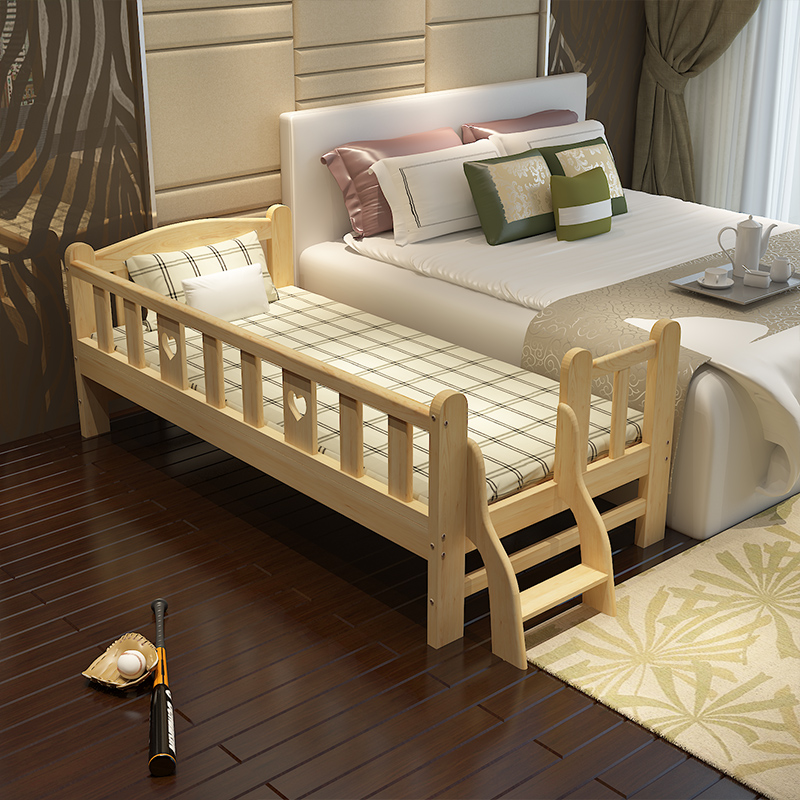 实木儿童床带护栏男孩女孩公主床单人床1米童床宝宝床小拼床