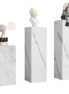 大理石底座客厅酒店样板间雕塑玄关落地岩板花架装饰品摆件展示台
