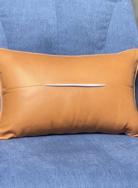 科技布抱枕轻奢长方形腰枕橙色客厅皮沙发腰靠垫枕头靠枕套不含芯