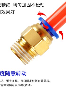 螺纹气管快速接头气动直通PC4PC6PC8PC10PC12-M5气管配件螺纹直通