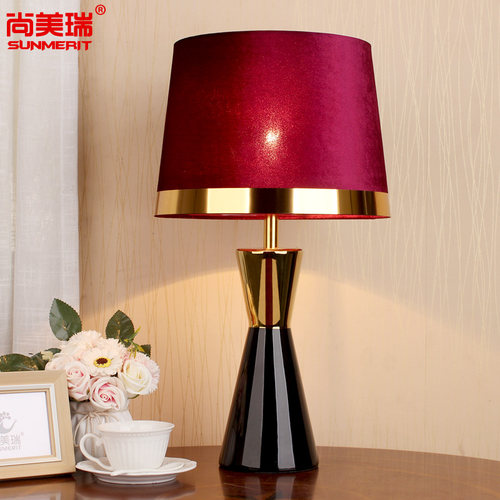 后美式台灯卧室装饰床头灯欧式复古个性温馨结婚陶瓷客厅