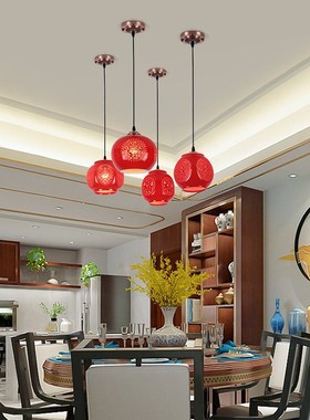 阳台红色灯笼小吊灯古典喜庆家用吧台餐厅茶楼走廊过道门厅飘窗灯