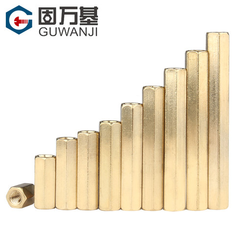 双通六角铜柱 平头空心铜柱螺柱 直通孔机箱主板铜柱螺丝隔离柱