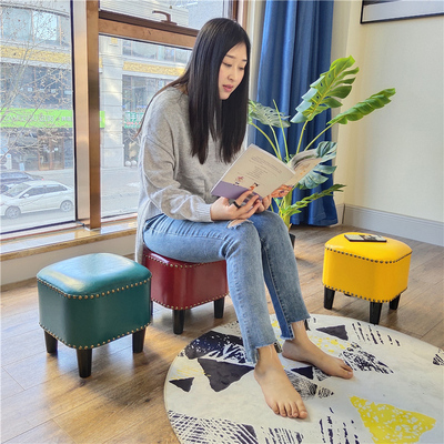 浪朵矮凳美式沙发皮墩穿鞋凳家用儿童小凳子门口客厅换鞋凳坐墩