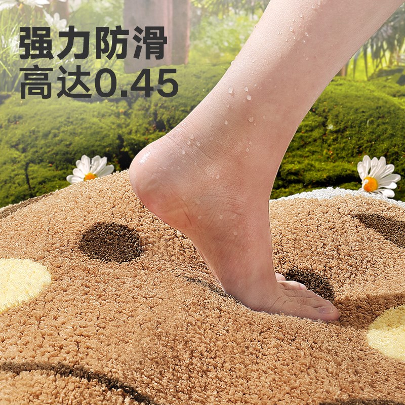 浴室门口吸水地垫家用卡通毛绒防滑门垫室内洗手间浴缸易打理垫子