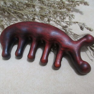 红檀木经络梳梳子按摩梳经脉紫檀木神器头部檀木梳头部筋络梳家用