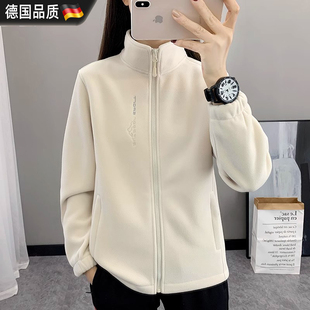 德国户外抓绒衣摇粒绒加绒加厚颗粒绒冲锋衣内胆女内搭男保暖外套