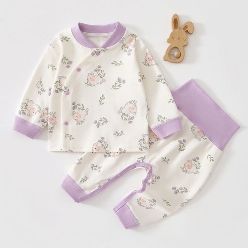 婴儿衣服春秋新生儿分体套装纯棉秋衣秋裤a类6个月女宝宝秋装贴身