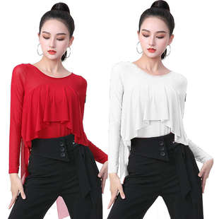 果果不不吉特巴舞服网纱燕尾连体长袖上衣新款拉丁水兵舞舞蹈演出