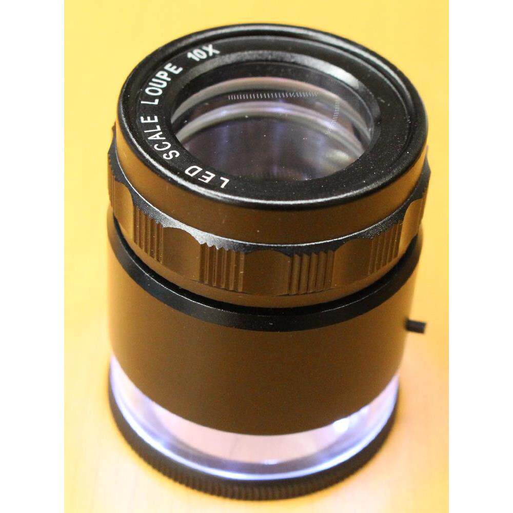 10倍带灯刻度地质放大镜10x scale loupe标尺镜度量镜分度0.1毫