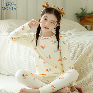 沫棉莱卡儿童居家服秋衣秋裤女舒适睡衣纯棉多款式男宝宝春秋打底