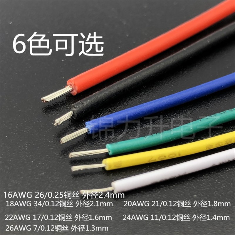 UL1007电子线16/18/20/22/24/26号AWG线束美标PVC镀锡铜导线电线