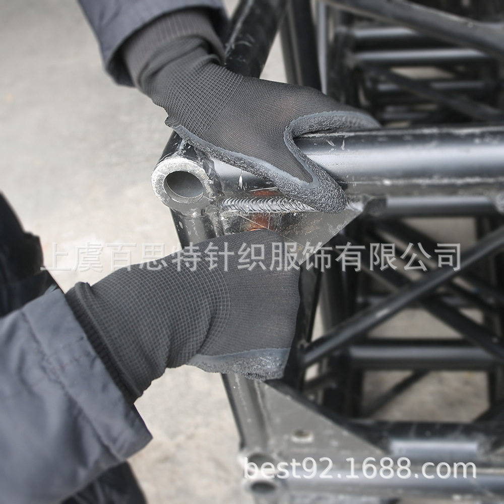 13针涤纶乳胶起皱浸胶手套成人劳保手套搬运花园切割耐磨耐油防滑