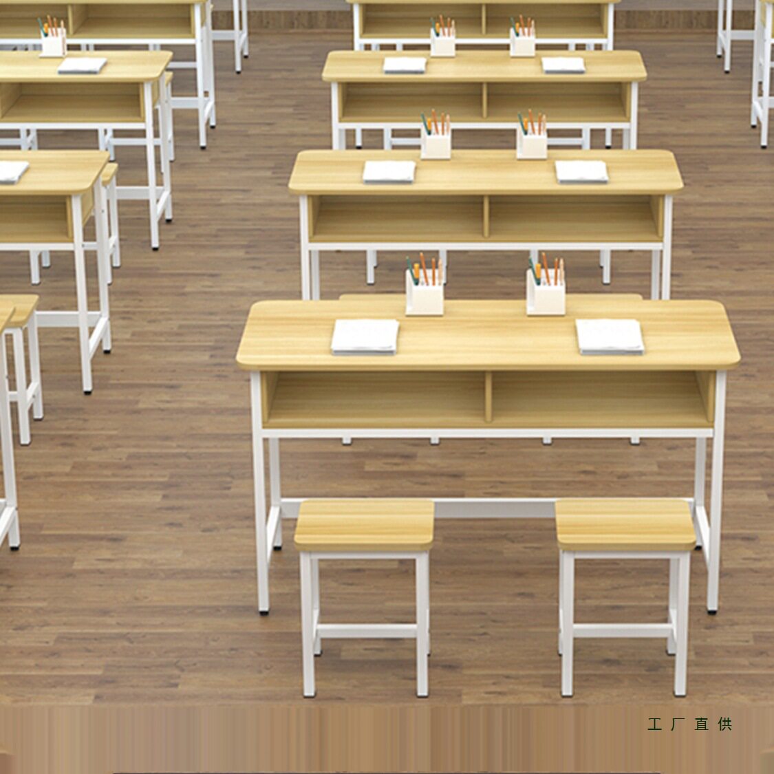 学生培训班双层抽屉课桌椅