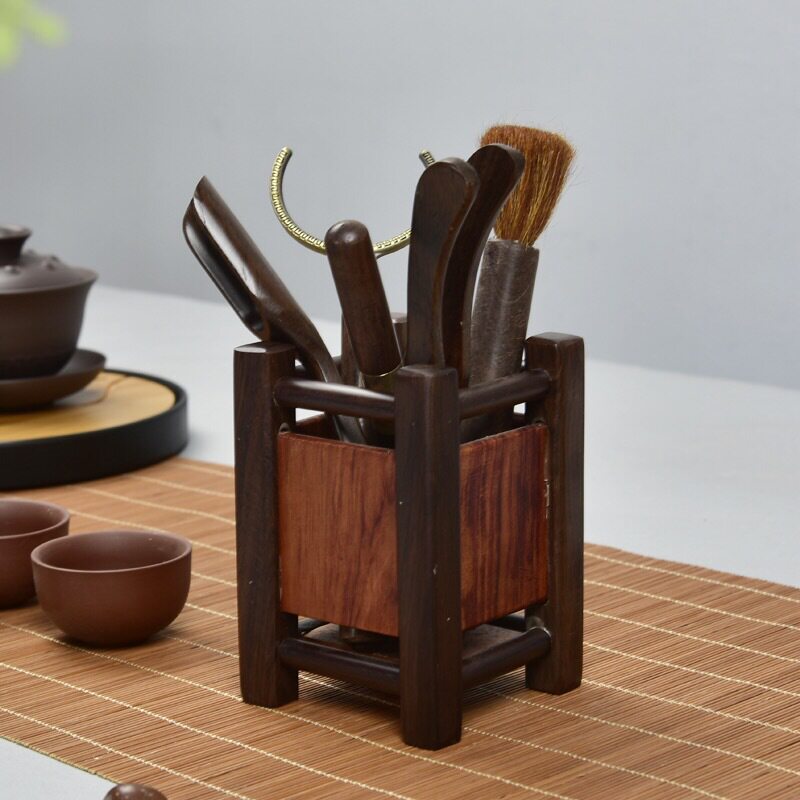 厂家批发黑檀实木茶道六君子套装茶针茶笔茶夹配件灯笼茶道零配