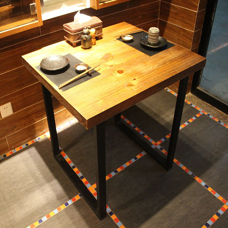 美式复古实木酒吧方桌 仿古做旧咖啡厅休闲铁艺餐桌椅组合厂家