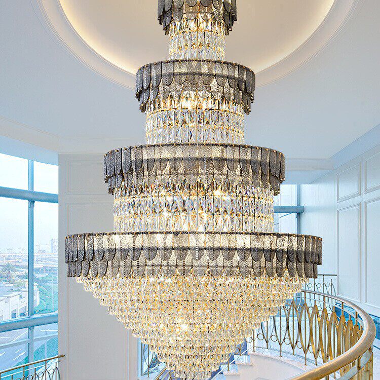 设计师款欧式复式别墅阁楼大厅水晶大吊灯酒店KTV大堂工程灯