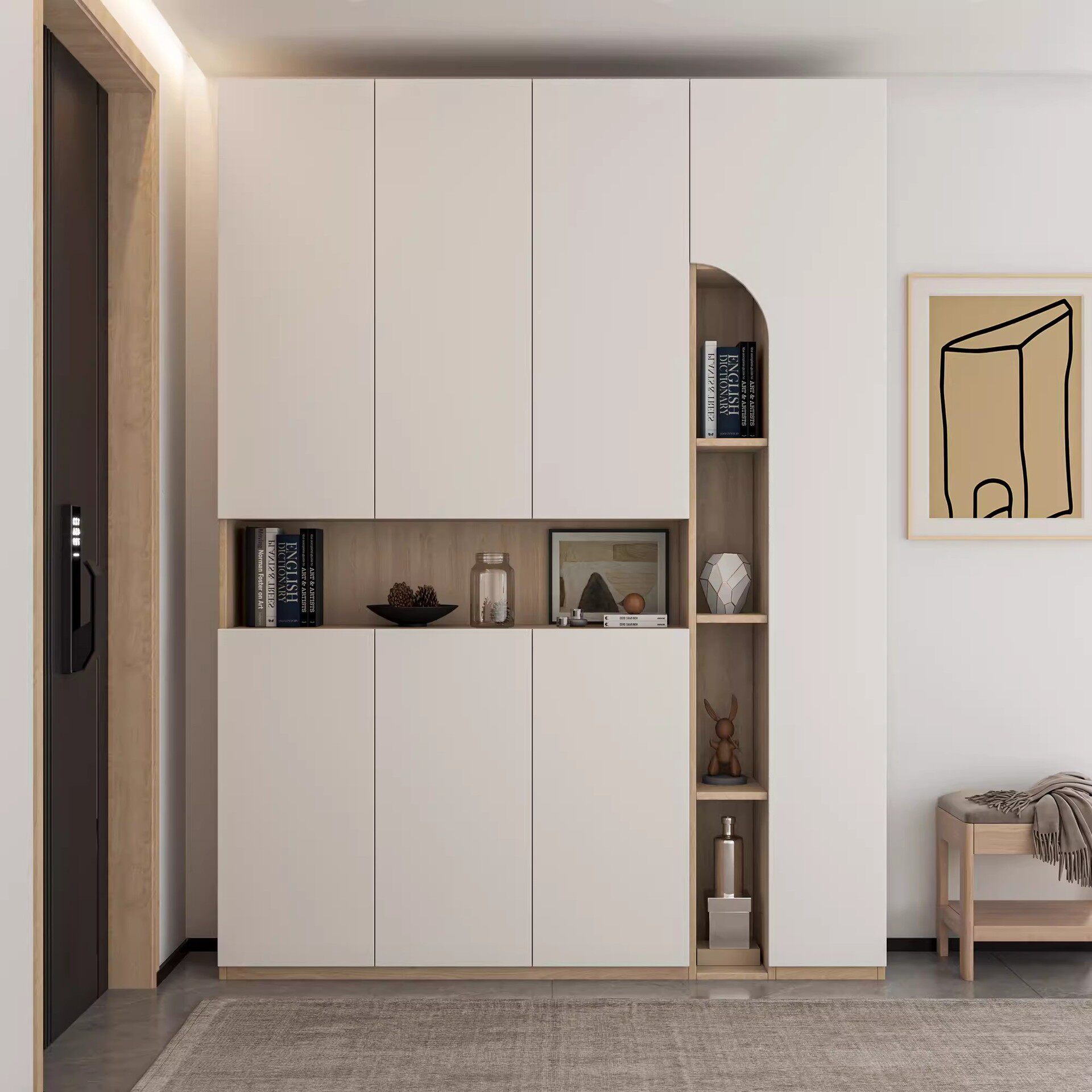 歌雷现代简约鞋柜家用门口入户玄关小户型大容量衣帽柜一体多功能