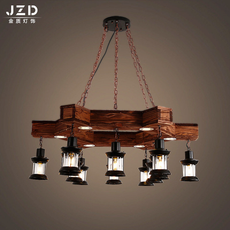 美式复古怀旧实木吊灯 马车轮船木吊灯 创意酒吧咖啡餐厅装饰吊灯