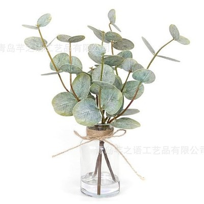 Artificial Flowers 跨境热销手感尤加利假水家居装饰仿真花摆件
